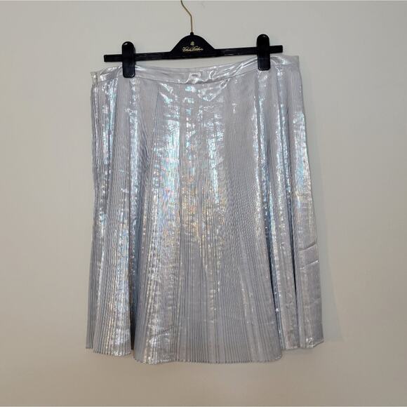 Talbots silver metallic accordion pleated skirt 14P - Picture 4 of 7